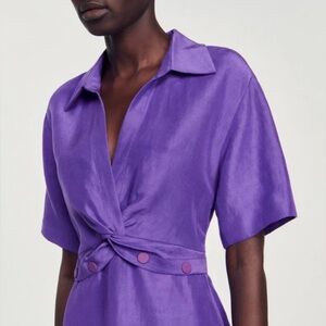 SANDRO Short Dress With Shirt Collar / Size 36